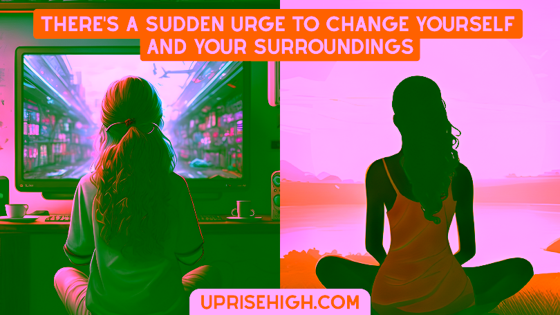 14 Surefire Signs Your Twin Flame Is Manifesting You 4 A girl sitting in front of a TV in a dark environment completely switched her environment to a serene location.