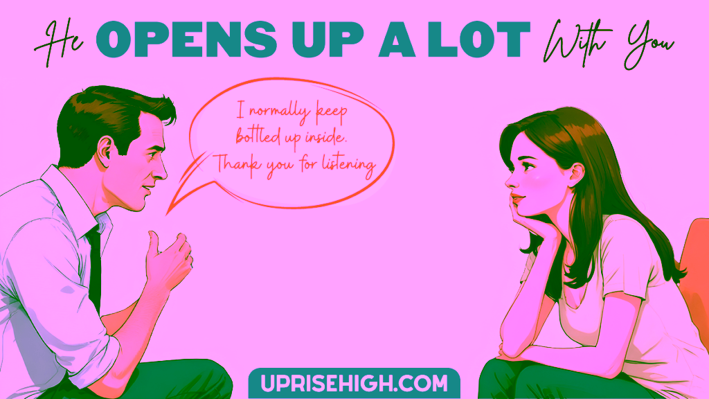 A guy talking and opening up a lot to a girl.