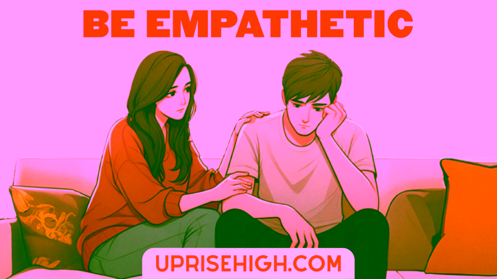 An woman showing empathy to her boyfriend.