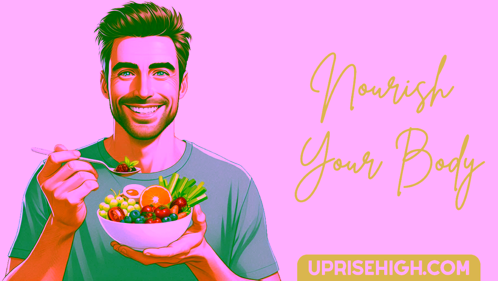 A guy eating healthy food.