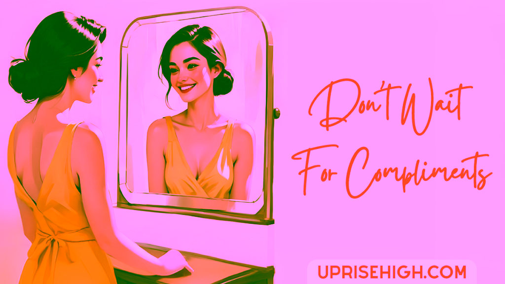 A woman looking at herself in the mirror.