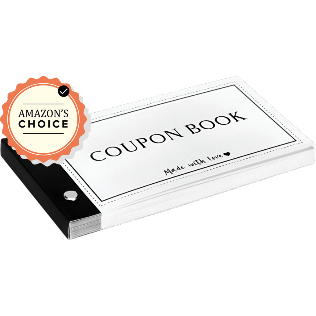 How to Make Your Boyfriend Feel Special (From a Guy's POV) 5 A white "COUPON BOOK" with "Made with Love" inscription, bound with a black spine and metal rivet, featuring an orange "AMAZON'S CHOICE" badge in the corner.