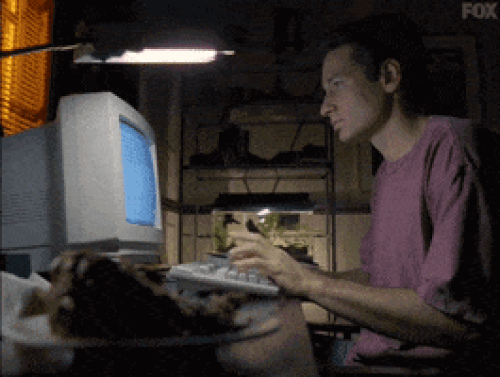 How I'm Practicing Slow Living This Fall (You Should Too!) 1 person glued to his screen gif