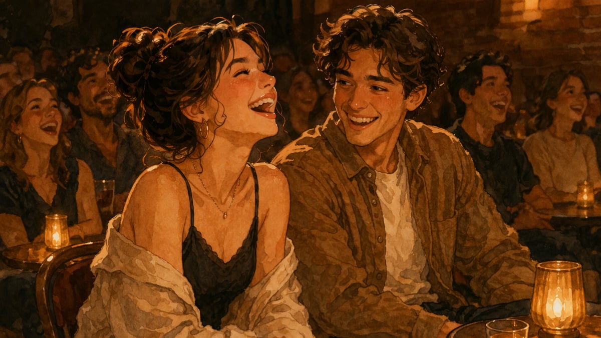 Couple laughing at comedy show
