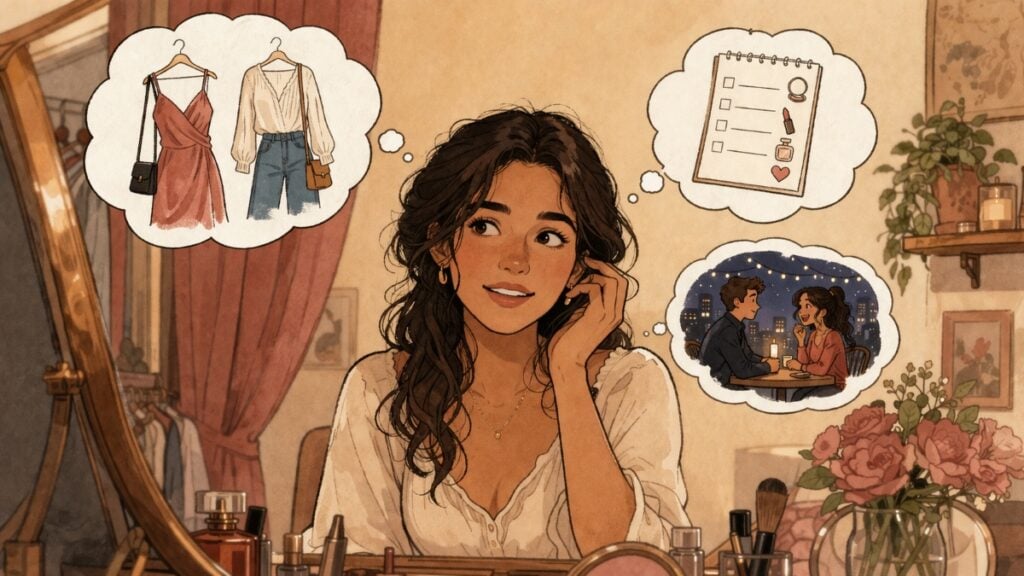 Woman dreaming of perfect date
